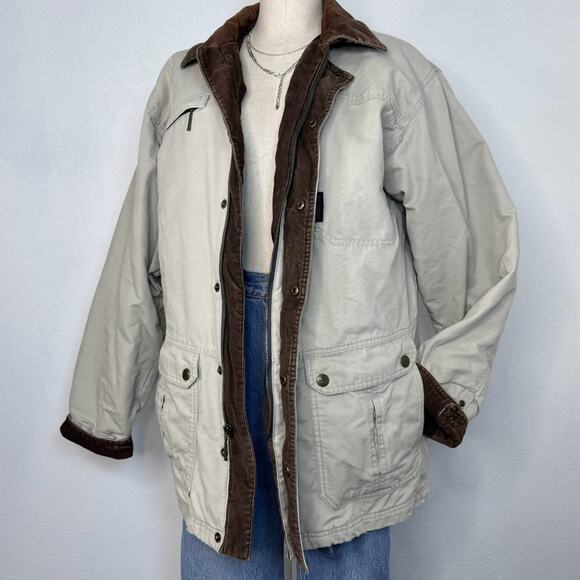 Columbia Barn Chore Jacket Coat Corduroy Collar Workwear Medium Pockets Tan - Picture 3 of 12